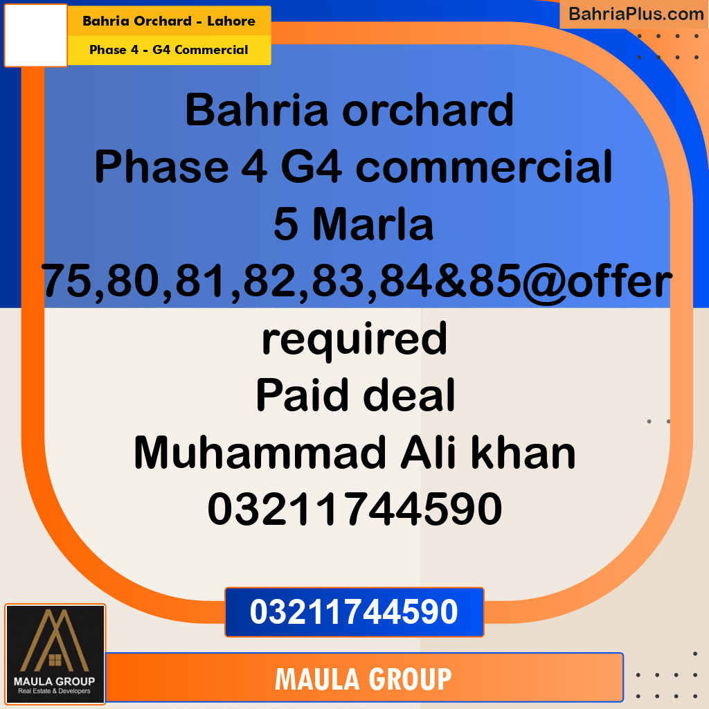 5 Marla Commercial Plot for Sale in Phase 4 - G4 Commercial -  Bahria Orchard, Lahore - (BP-297255)