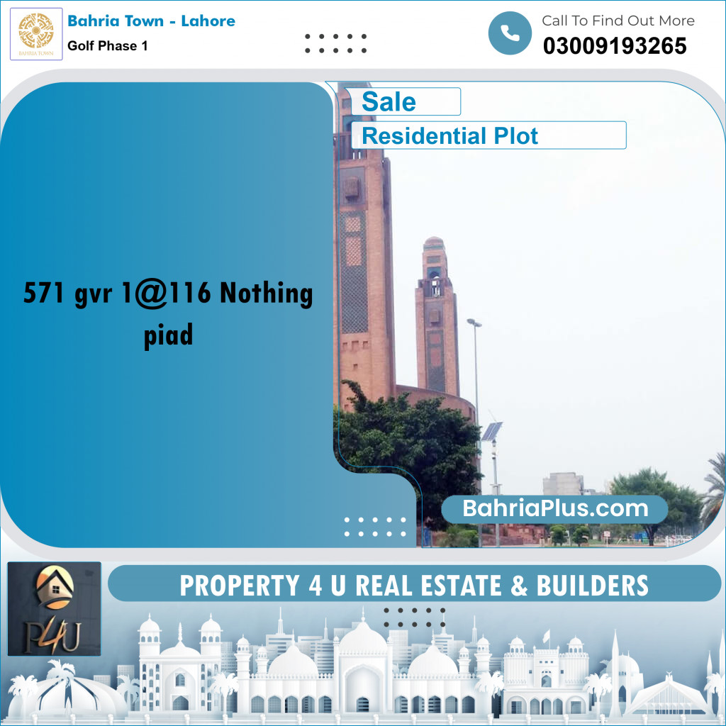 10 Marla Residential Plot for Sale in Golf Phase 1 -  Bahria Town, Lahore - (BP-297362)