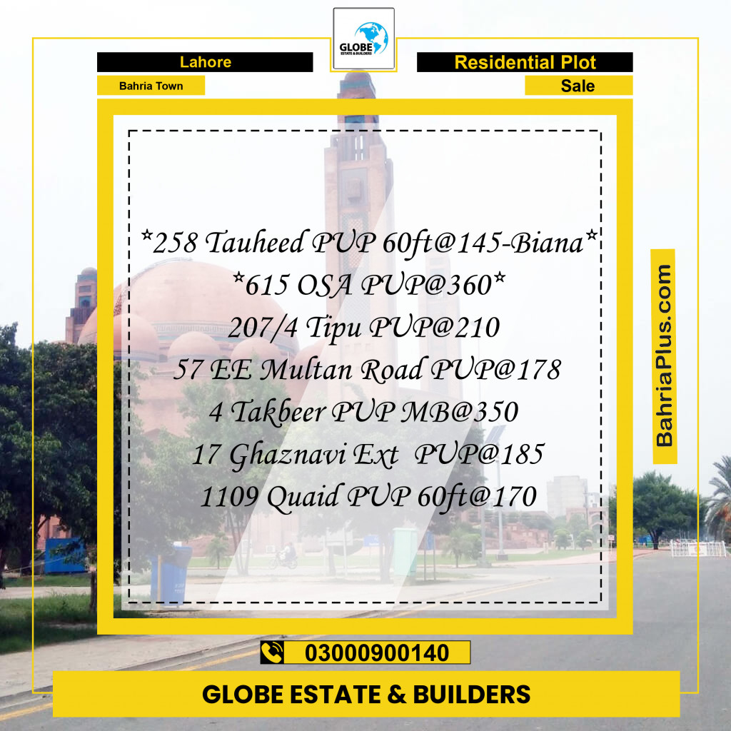 Residential Plot for Sale in Bahria Town, Lahore - (BP-297387)