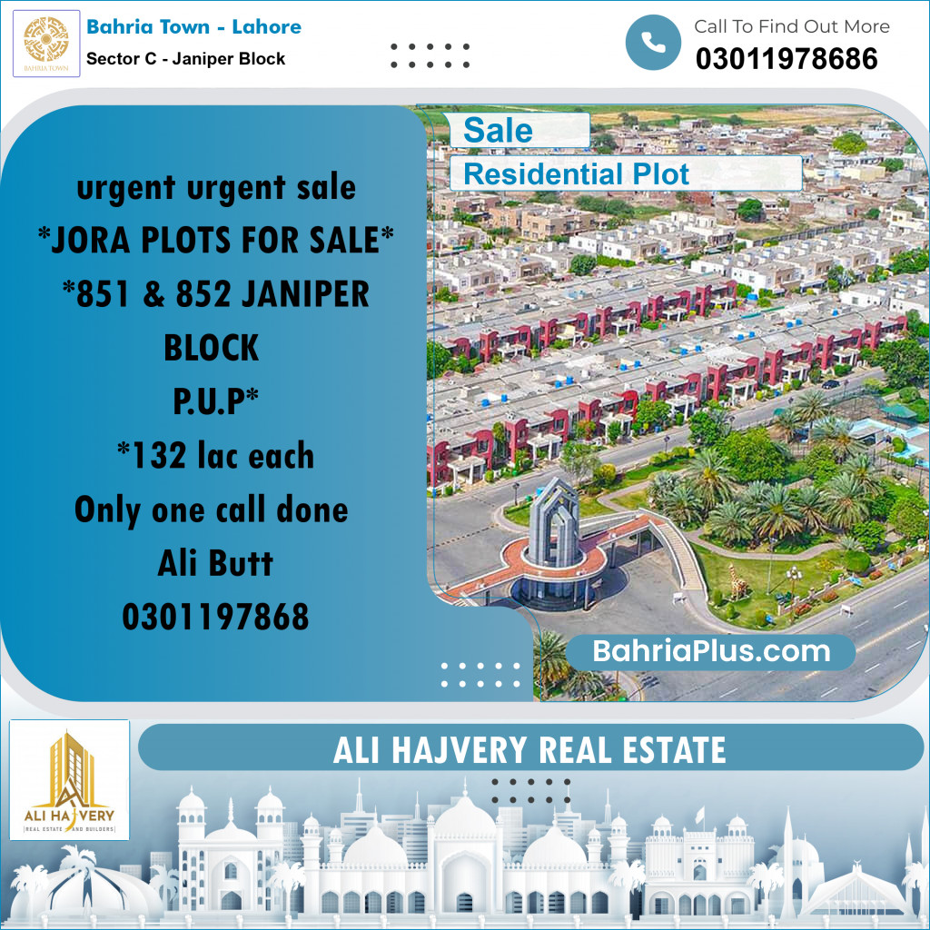 10 Marla Residential Plot for Sale in Sector C - Janiper Block -  Bahria Town, Lahore - (BP-297426)