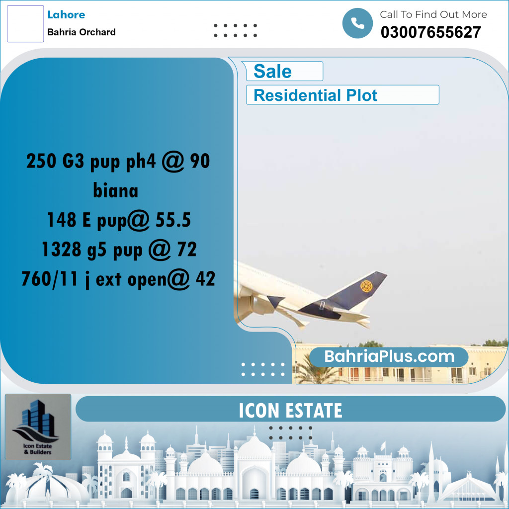 Residential Plot for Sale in Bahria Orchard, Lahore - (BP-297429)