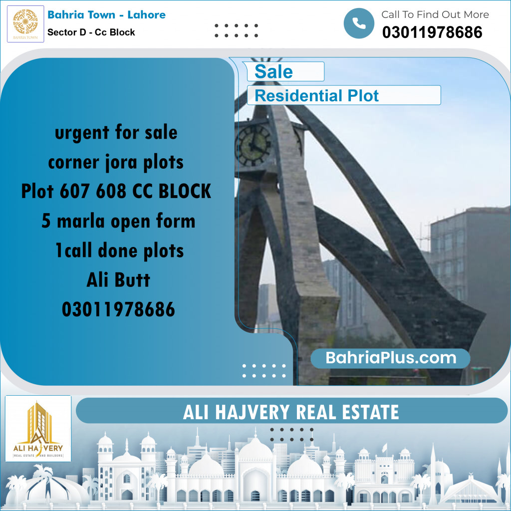 5 Marla Residential Plot for Sale in Sector D - CC Block -  Bahria Town, Lahore - (BP-297432)
