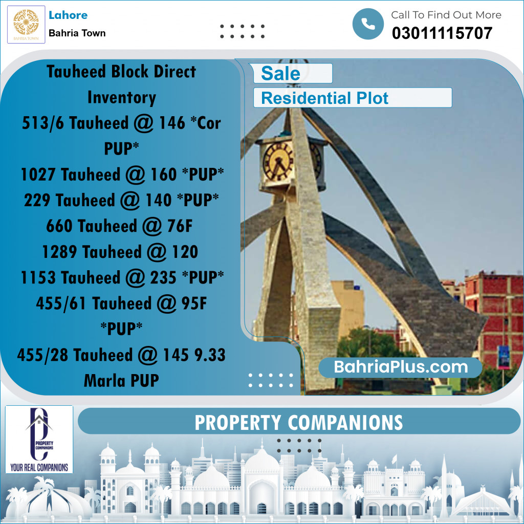 Residential Plot for Sale in Bahria Town, Lahore - (BP-297443)