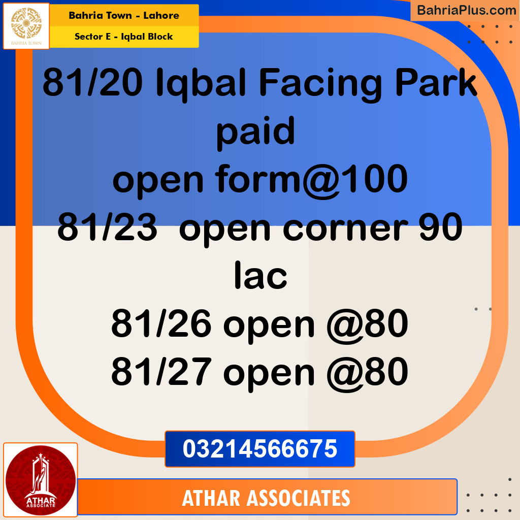 5 Marla Residential Plot for Sale in Sector E - Iqbal Block -  Bahria Town, Lahore - (BP-297453)