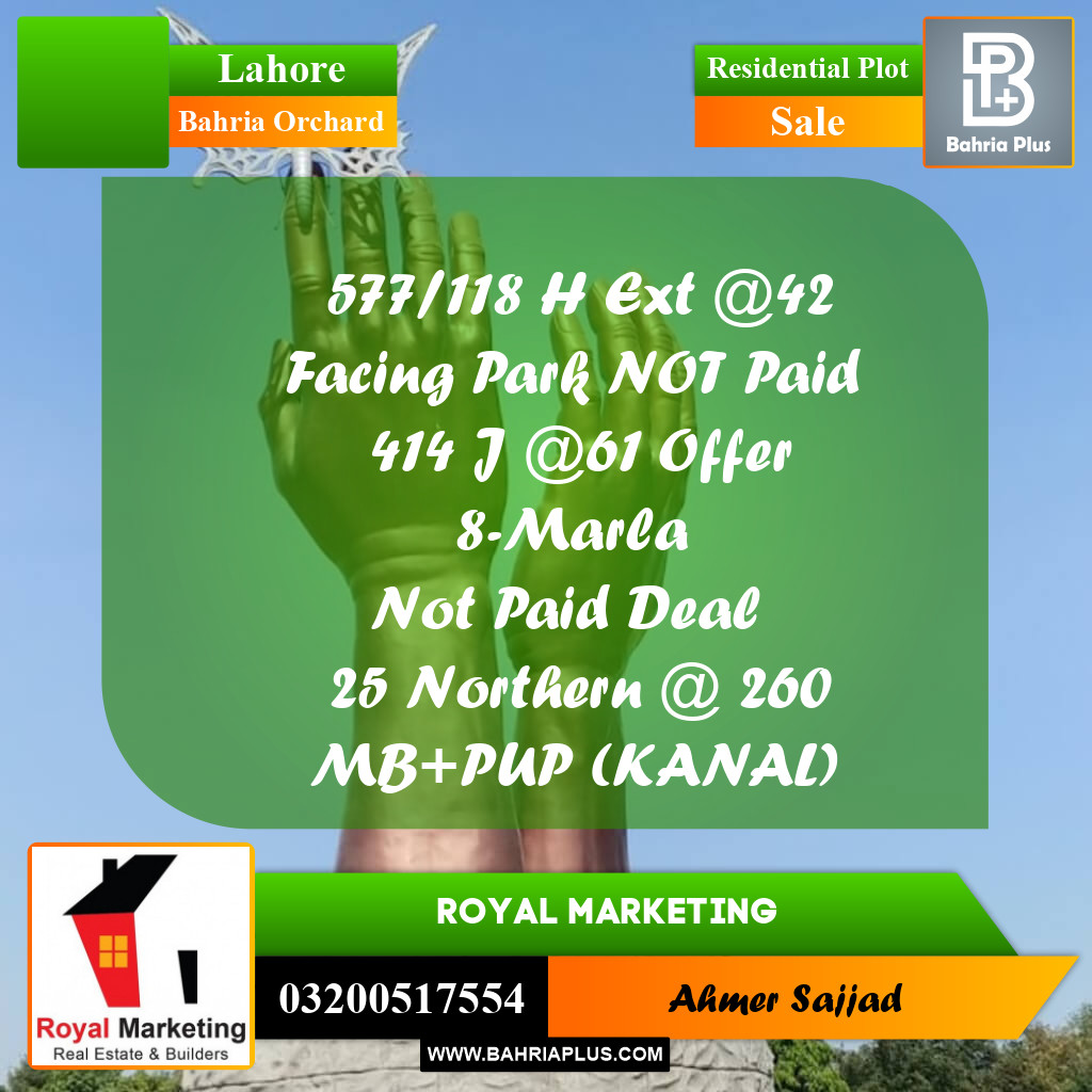 Residential Plot for Sale in Bahria Orchard, Lahore - (BP-297457)