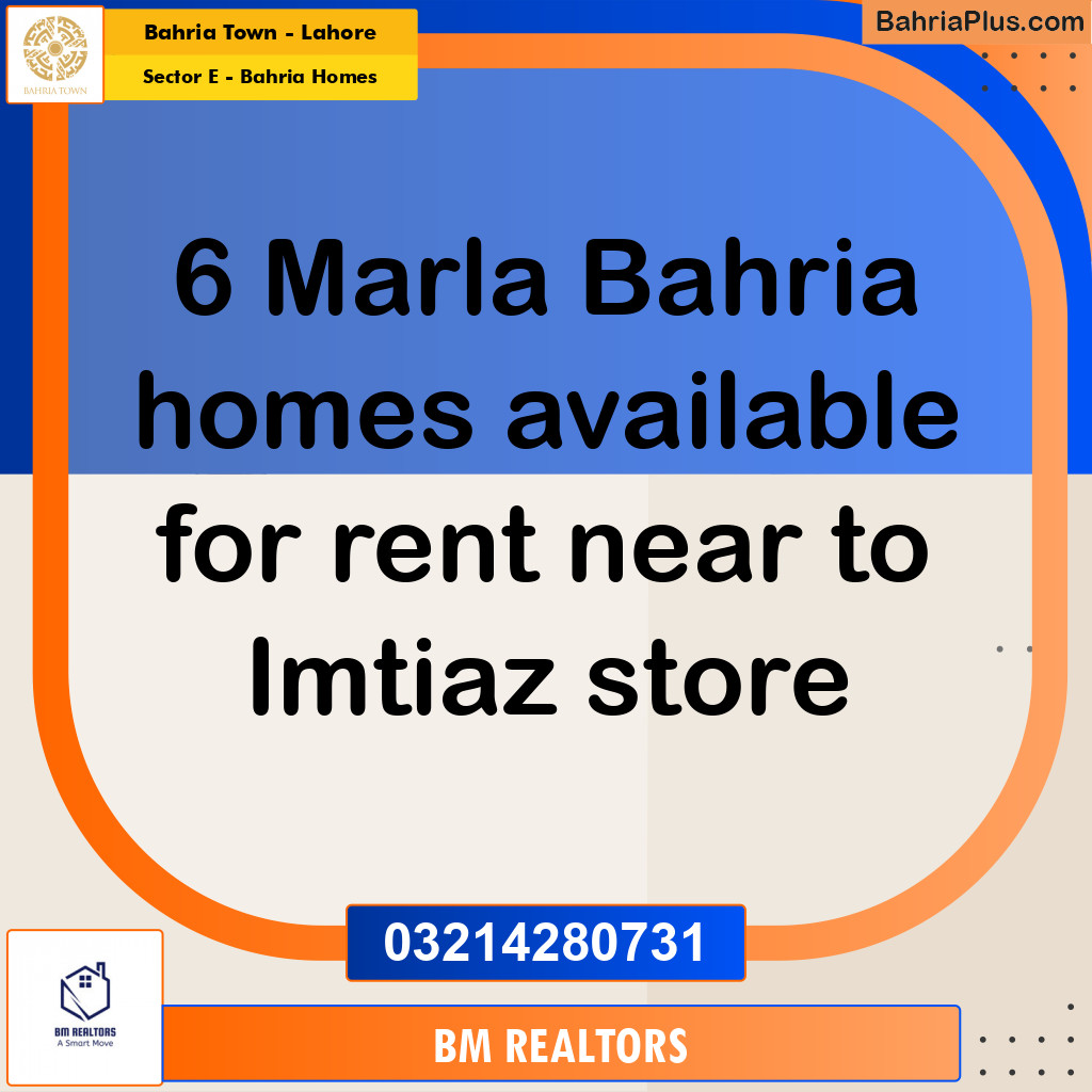 6 Marla Residential House for Rent in Sector E - Bahria Homes -  Bahria Town, Lahore - (BP-297459)
