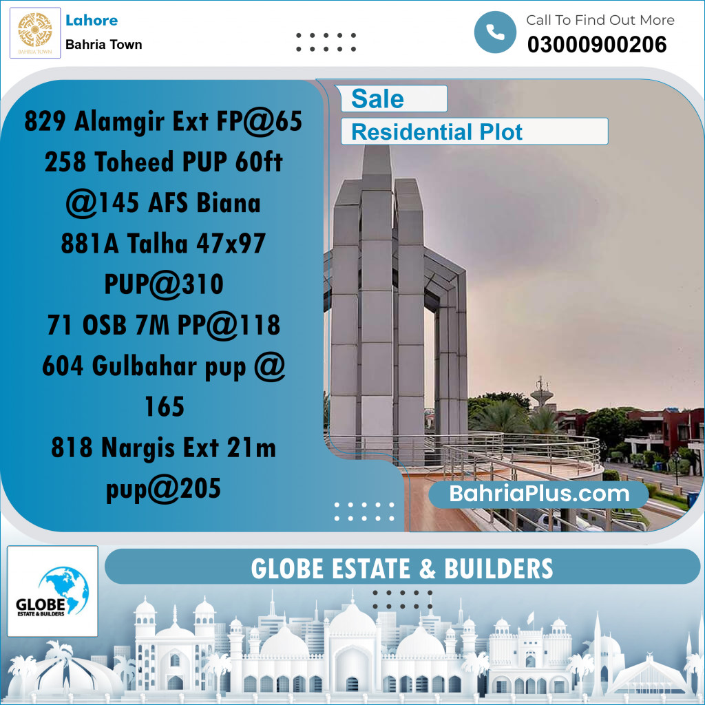 Residential Plot for Sale in Bahria Town, Lahore - (BP-297465)