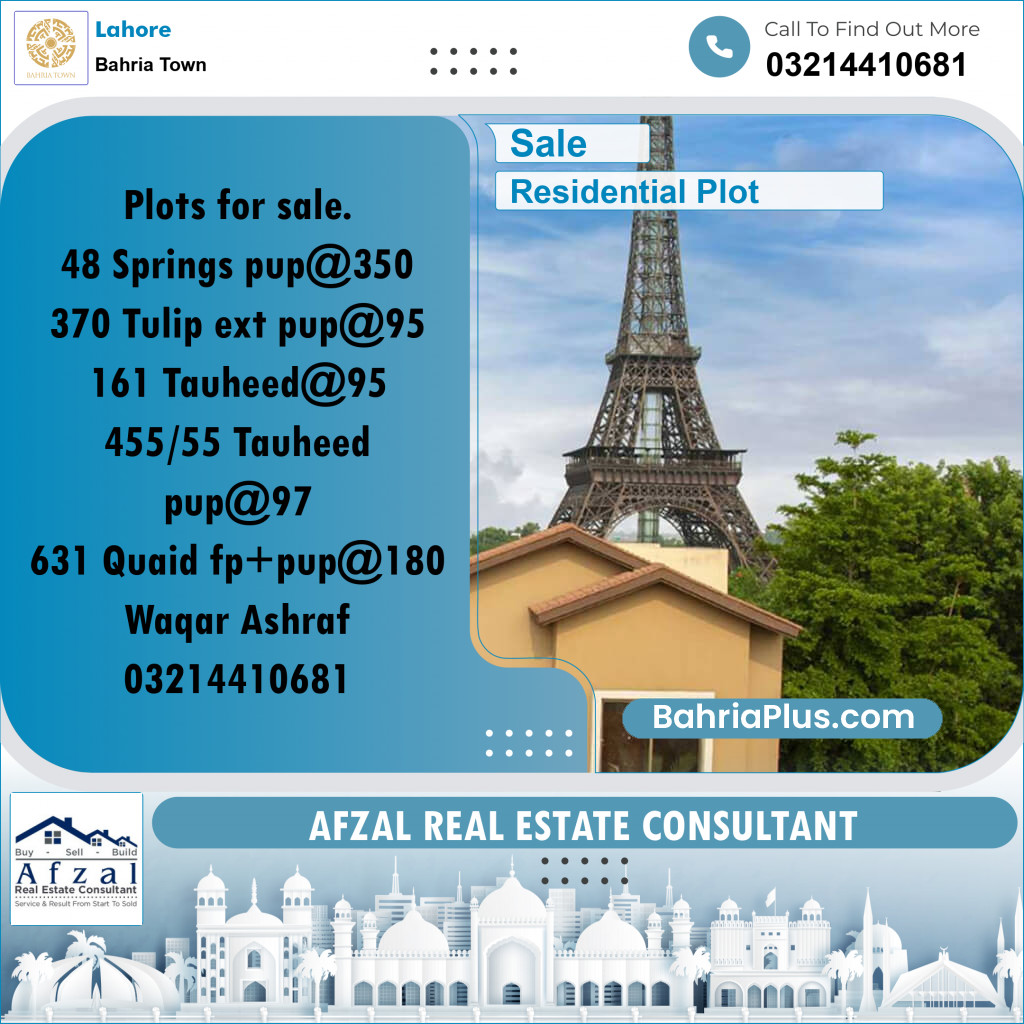 Residential Plot for Sale in Bahria Town, Lahore - (BP-297467)
