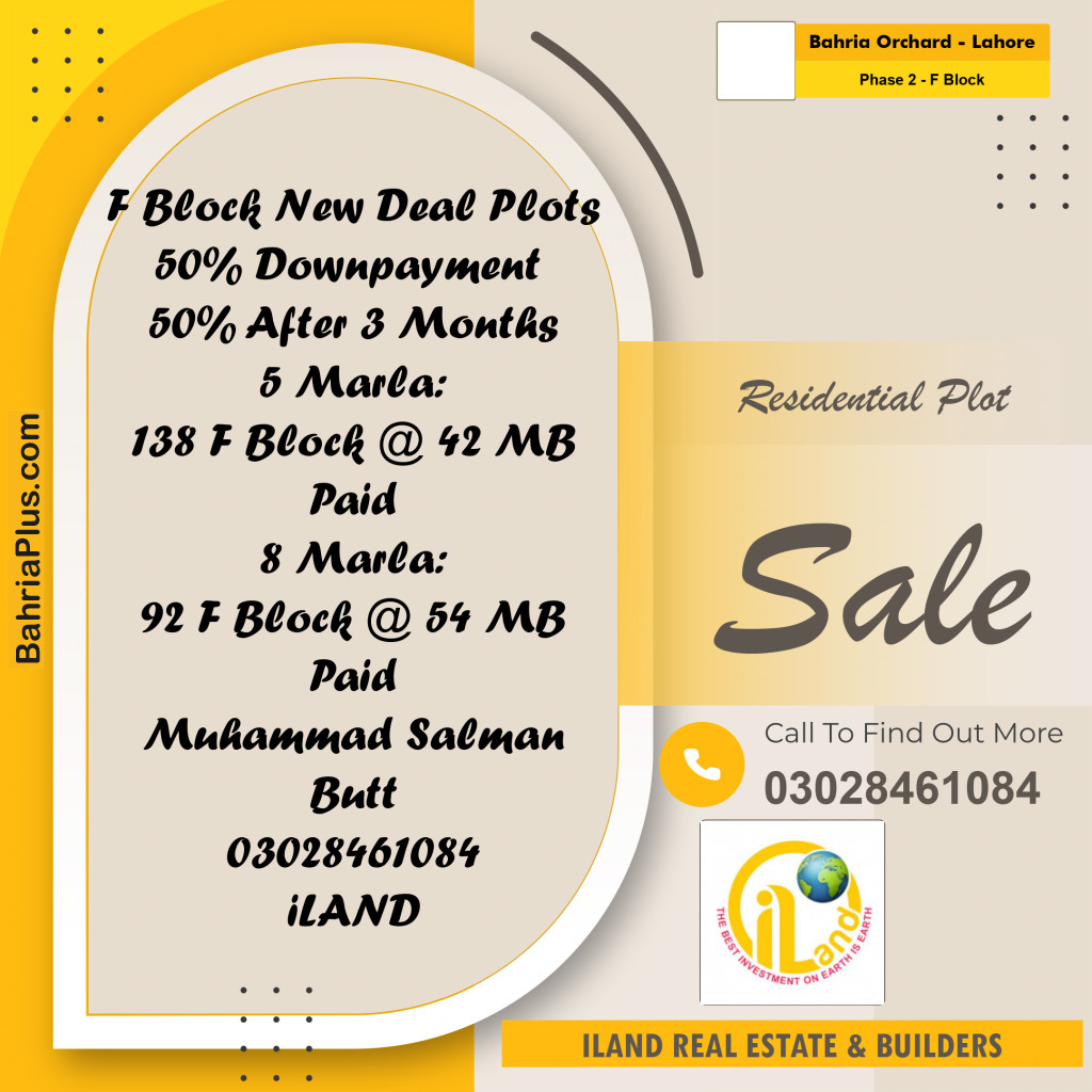 5 Marla Residential Plot for Sale in Phase 2 - F Block -  Bahria Orchard, Lahore - (BP-297493)