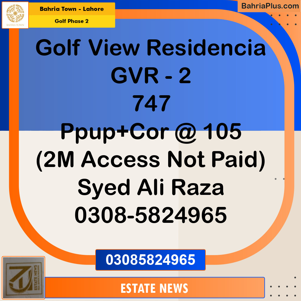 Residential Plot for Sale in Golf Phase 2 -  Bahria Town, Lahore - (BP-297503)