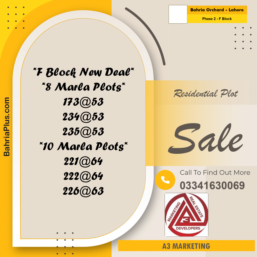 8 Marla Residential Plot for Sale in Phase 2 - F Block -  Bahria Orchard, Lahore - (BP-297539)