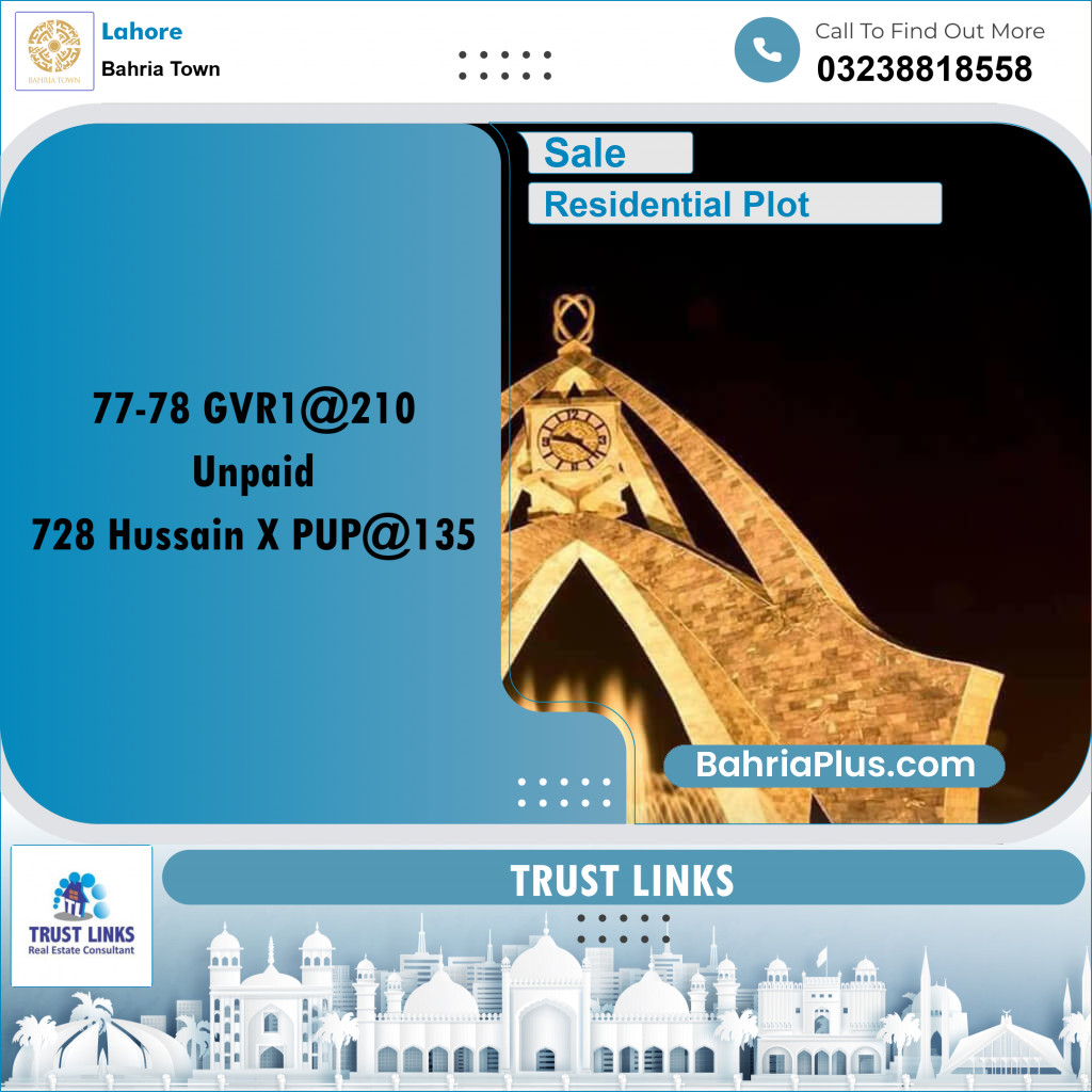Residential Plot for Sale in Bahria Town, Lahore - (BP-297583)
