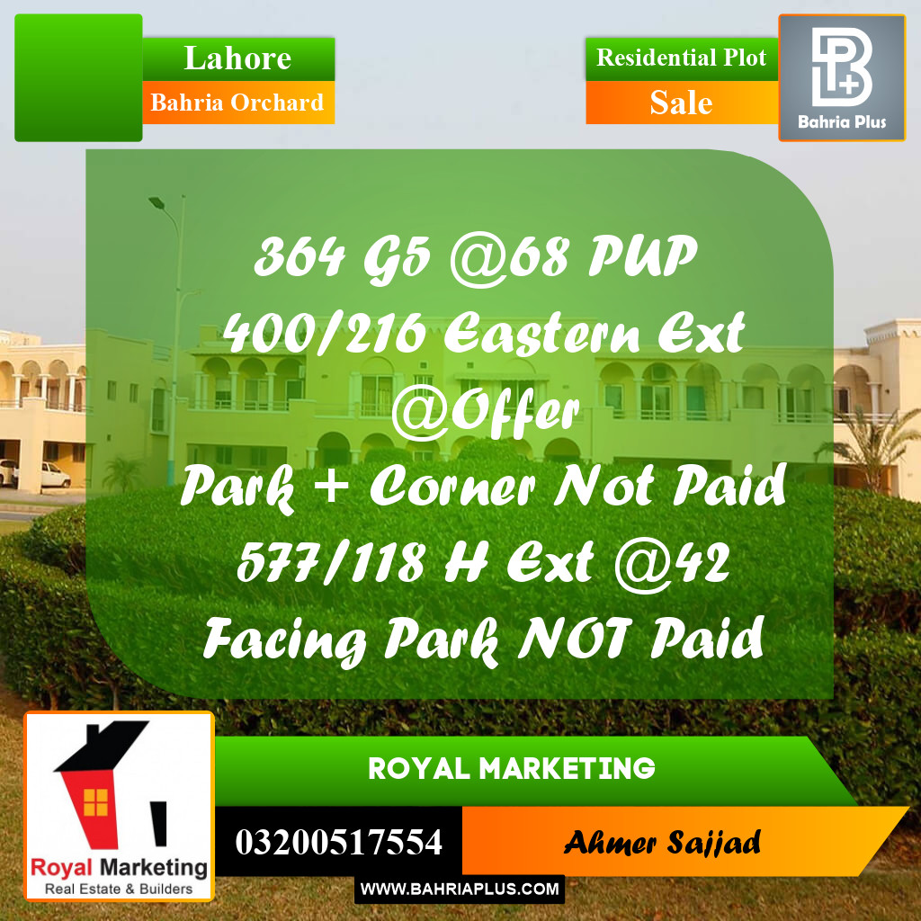 Residential Plot for Sale in Bahria Orchard, Lahore - (BP-297597)