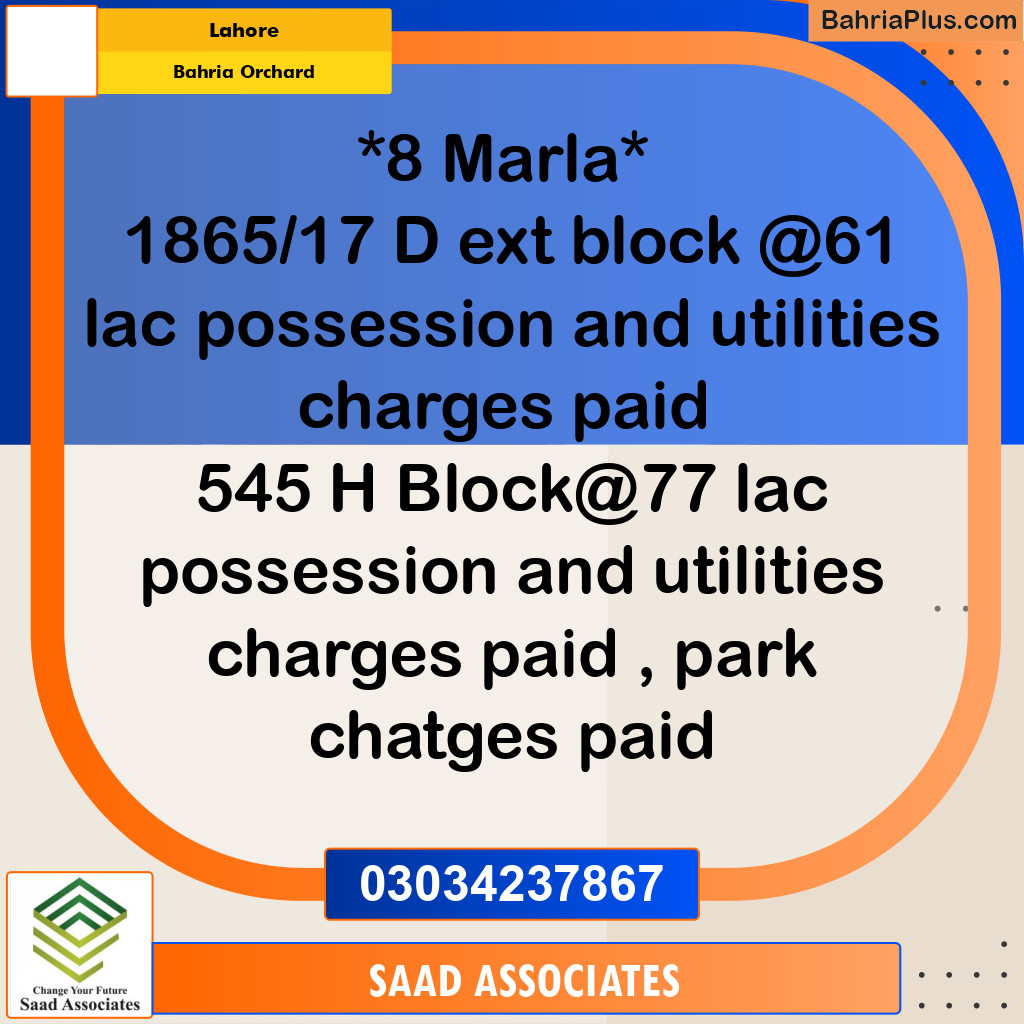 Residential Plot for Sale in Bahria Orchard, Lahore - (BP-297639)