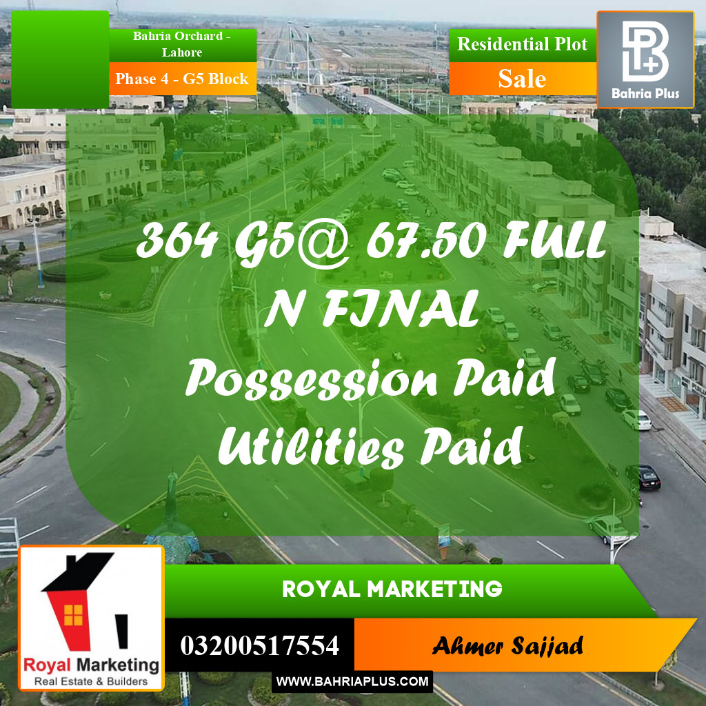 Residential Plot for Sale in Phase 4 - G5 Block -  Bahria Orchard, Lahore - (BP-297709)