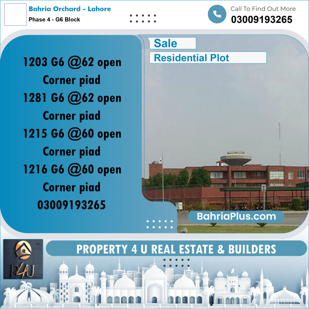 10 Marla Residential Plot for Sale in Phase 4 - G6 Block -  Bahria Orchard, Lahore - (BP-297725)