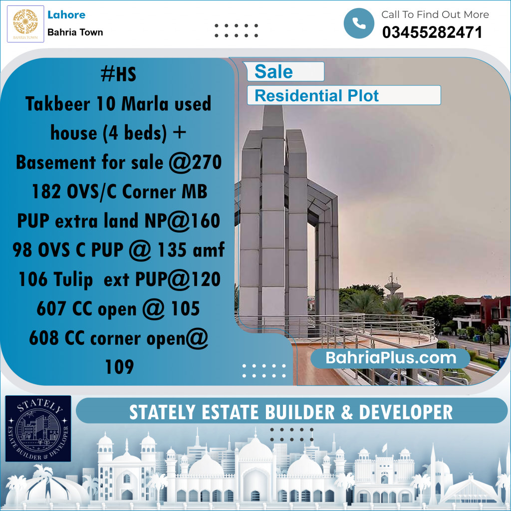 Residential Plot for Sale in Bahria Town, Lahore - (BP-297741)