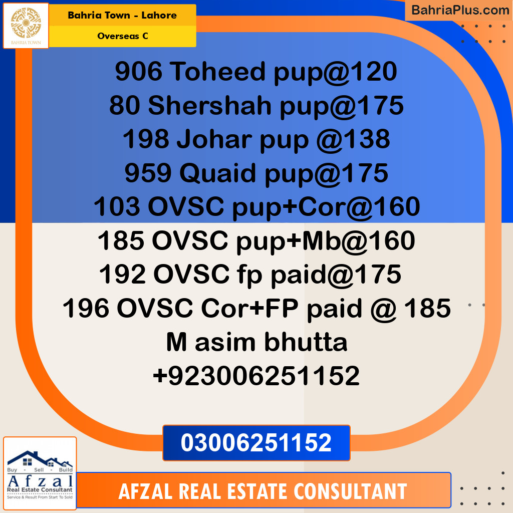 10 Marla Residential Plot for Sale in Overseas C -  Bahria Town, Lahore - (BP-297759)