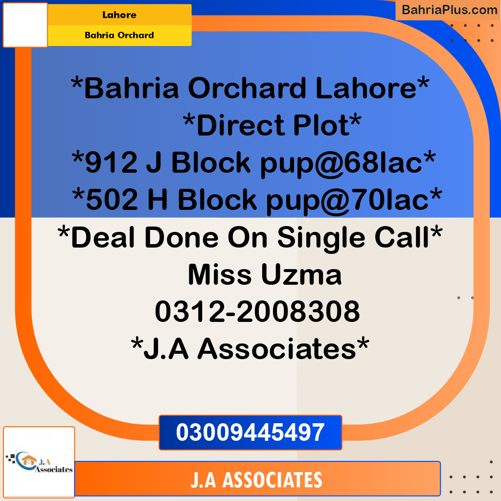 Residential Plot for Sale in Bahria Orchard, Lahore - (BP-297780)