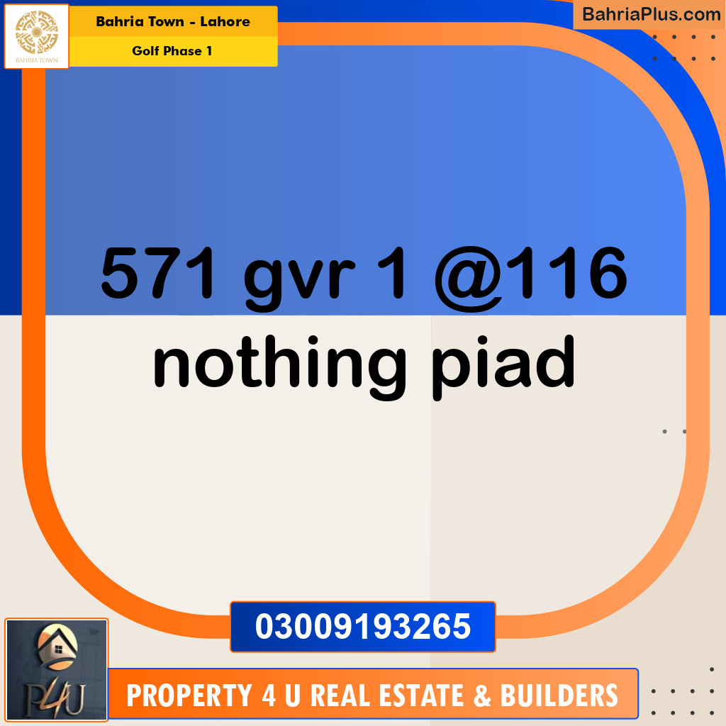 10 Marla Residential Plot for Sale in Golf Phase 1 -  Bahria Town, Lahore - (BP-297805)