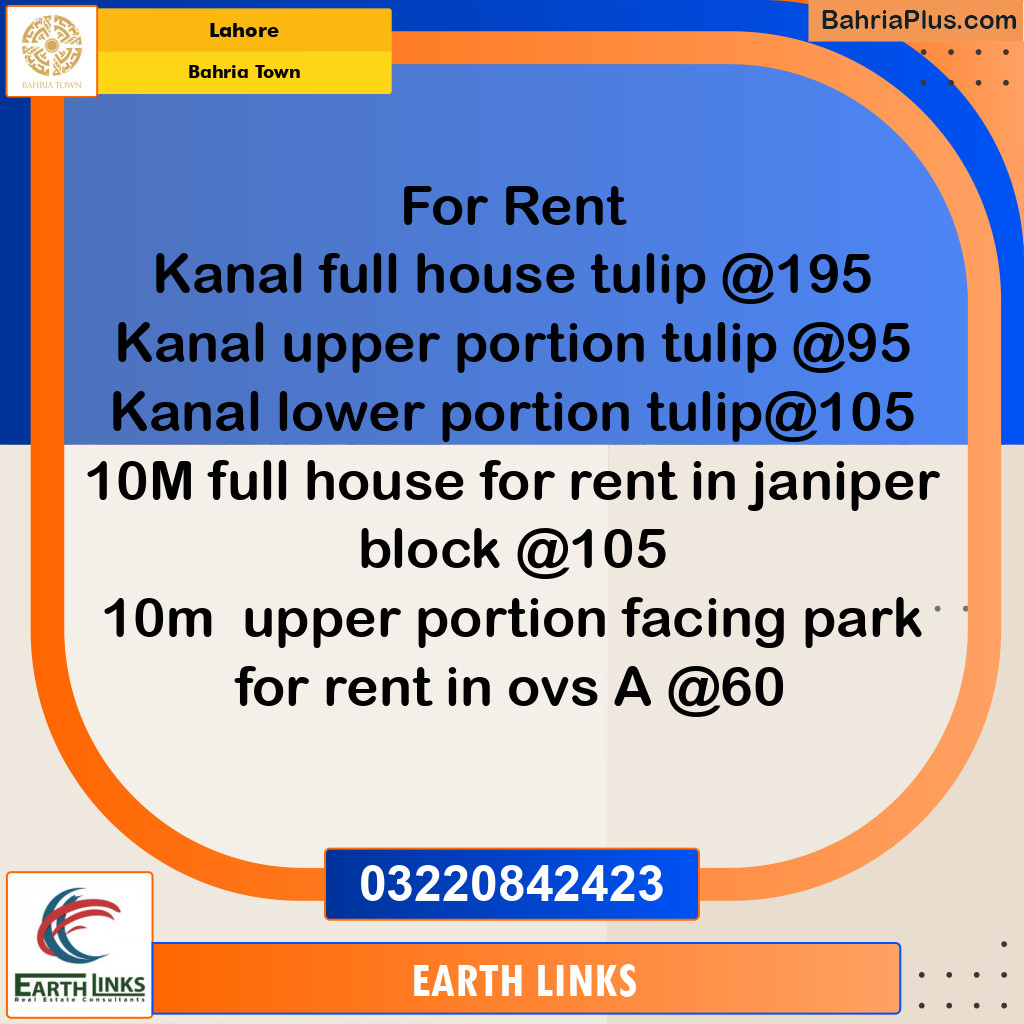 Residential House for Rent in Bahria Town, Lahore - (BP-297841)