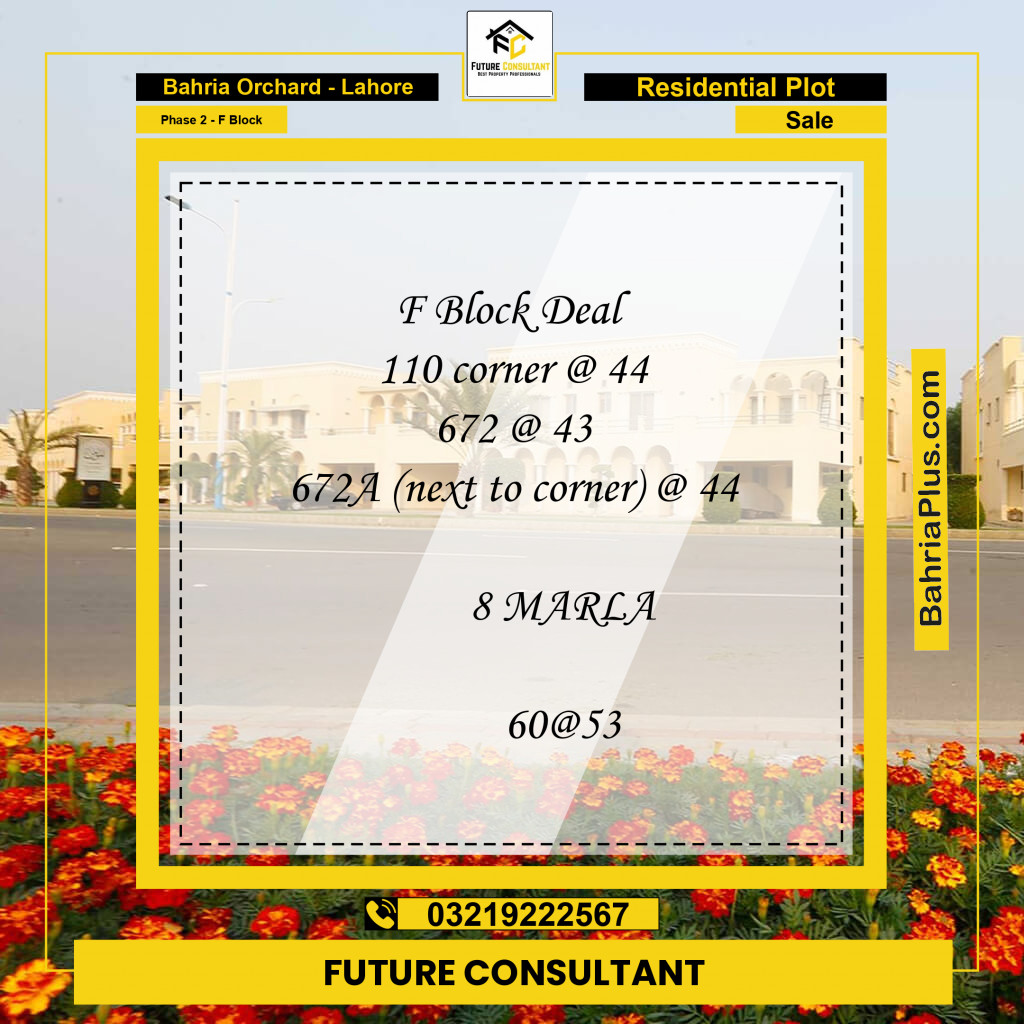5 Marla Residential Plot for Sale in Phase 2 - F Block -  Bahria Orchard, Lahore - (BP-297846)