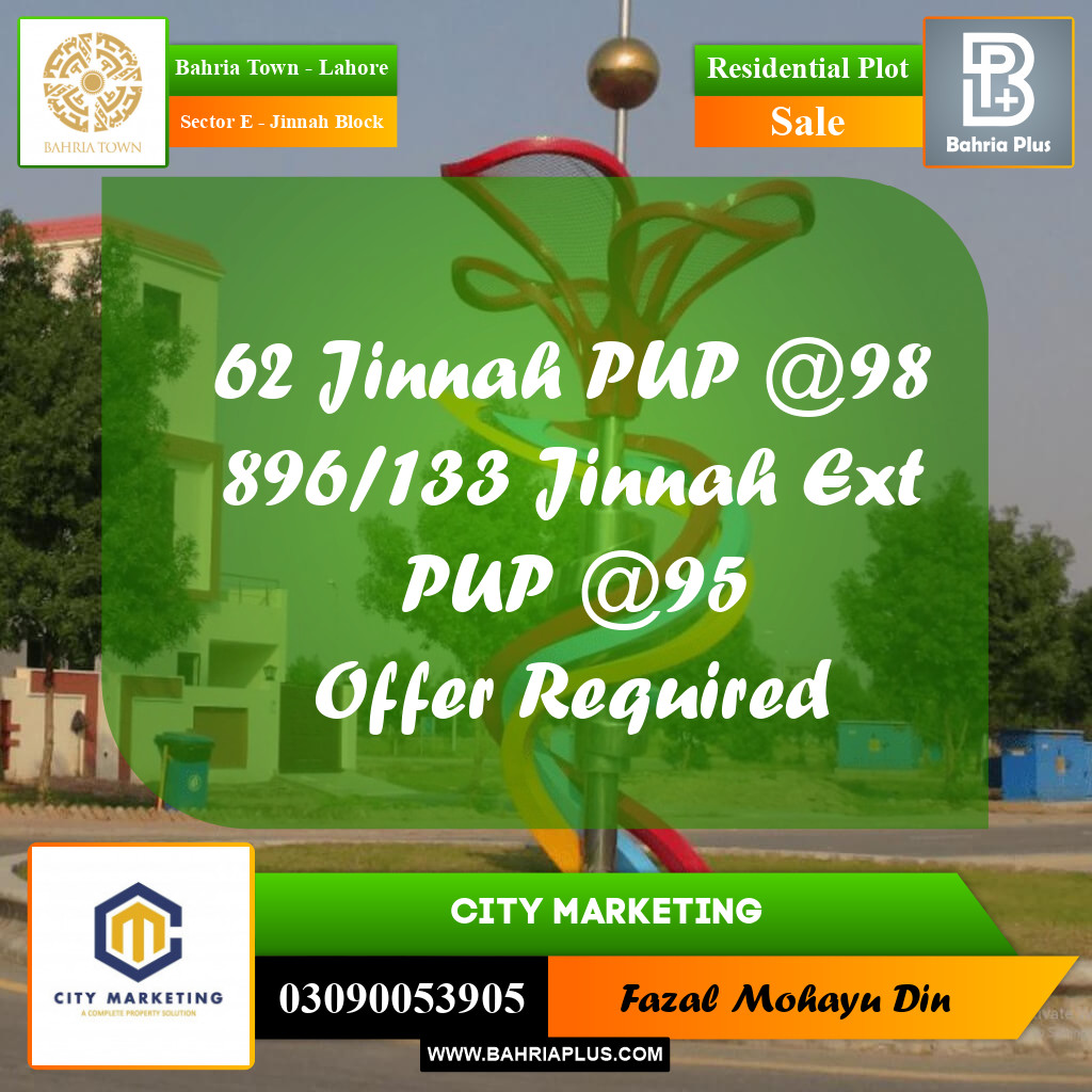 5 Marla Residential Plot for Sale in Sector E - Jinnah Block -  Bahria Town, Lahore - (BP-297848)