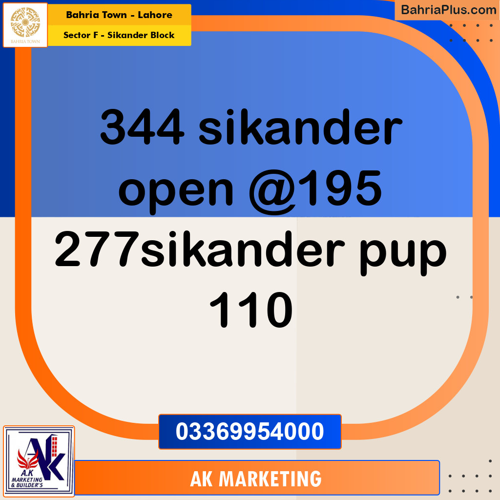 1 Kanal Residential Plot for Sale in Sector F - Sikander Block -  Bahria Town, Lahore - (BP-297853)