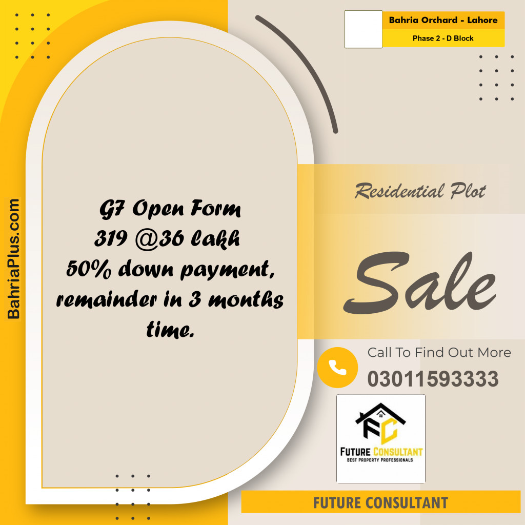 5 Marla Residential Plot for Sale in Phase 2 - D Block -  Bahria Orchard, Lahore - (BP-297891)