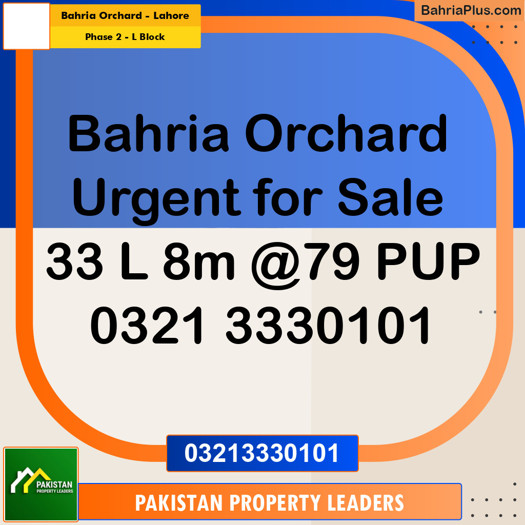8 Marla Residential Plot for Sale in Phase 2 - L Block -  Bahria Orchard, Lahore - (BP-297955)