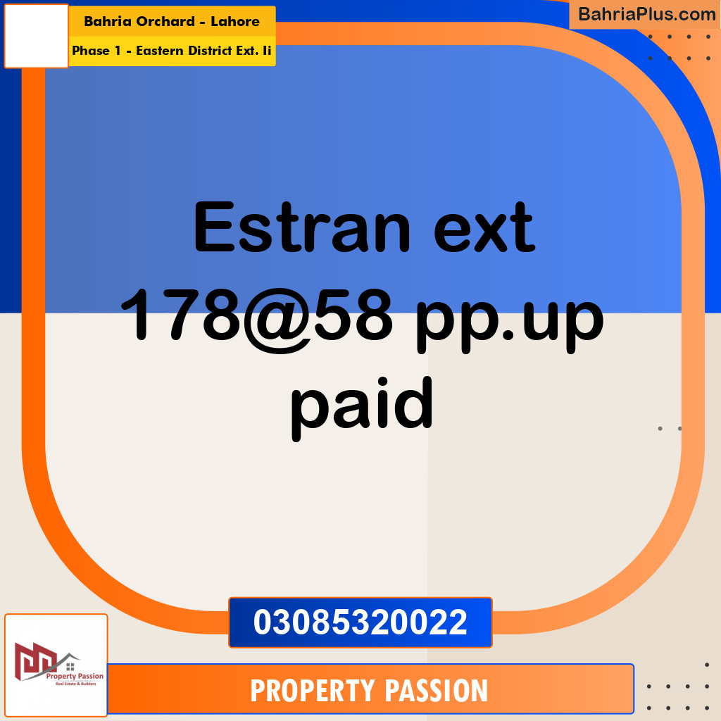 5 Marla Residential Plot for Sale in Phase 1 - Eastern District Ext. II -  Bahria Orchard, Lahore - (BP-297961)