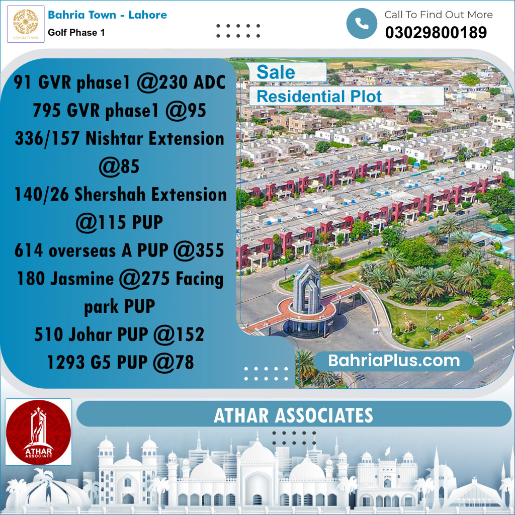 20 Marla Residential Plot for Sale in Golf Phase 1 -  Bahria Town, Lahore - (BP-297996)