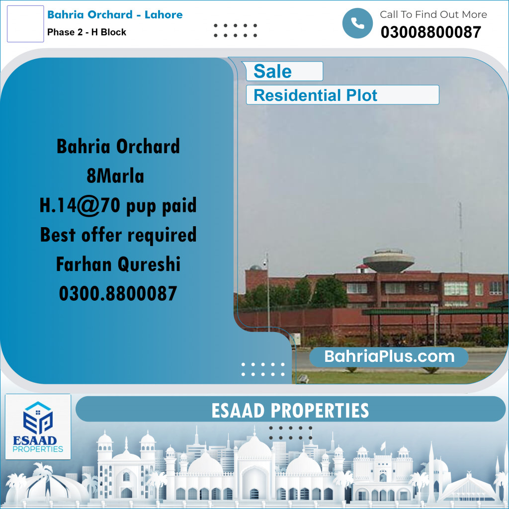 8 Marla Residential Plot for Sale in Phase 2 - H Block -  Bahria Orchard, Lahore - (BP-298002)