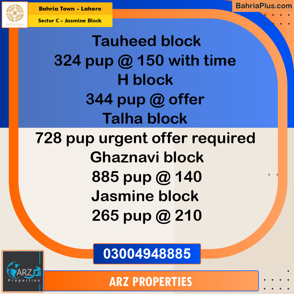 Residential Plot for Sale in Sector C - Jasmine Block -  Bahria Town, Lahore - (BP-298042)
