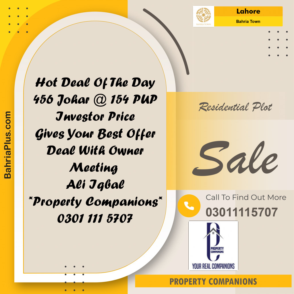 Residential Plot for Sale in Bahria Town, Lahore - (BP-298046)