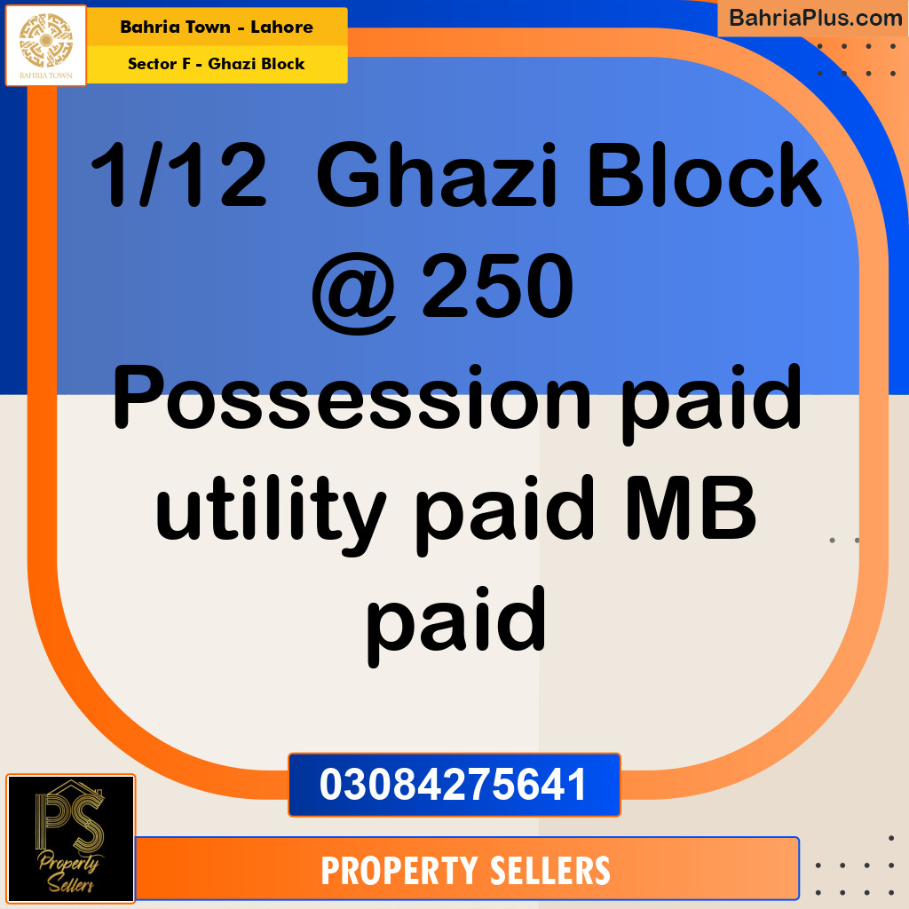 1 Kanal Residential Plot for Sale in Sector F - Ghazi Block -  Bahria Town, Lahore - (BP-298078)