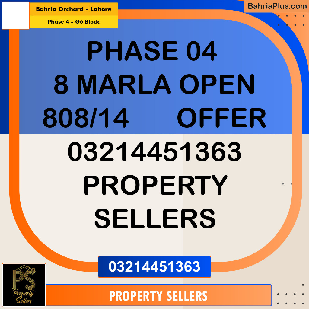 10 Marla Residential Plot for Sale in Phase 4 - G6 Block -  Bahria Orchard, Lahore - (BP-298079)