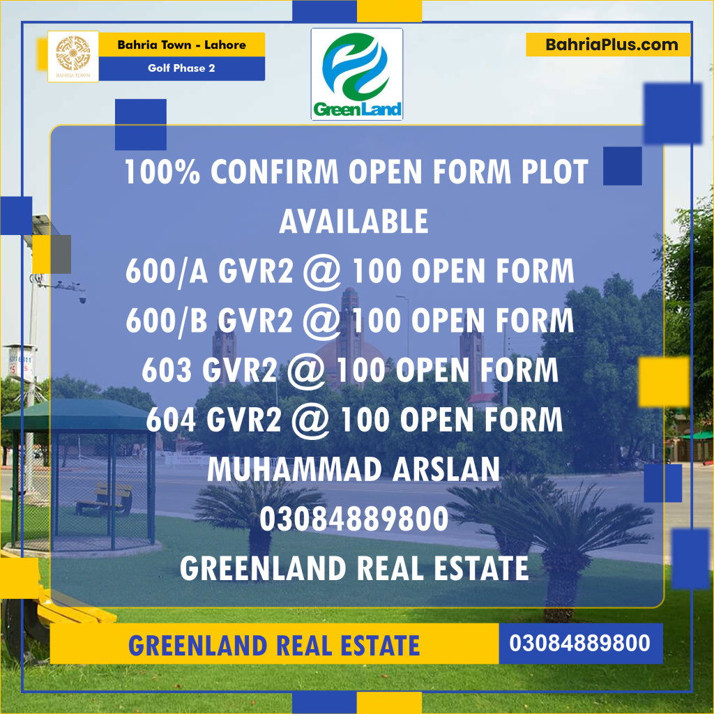 10 Marla Residential Plot for Sale in Golf Phase 2 -  Bahria Town, Lahore - (BP-298134)