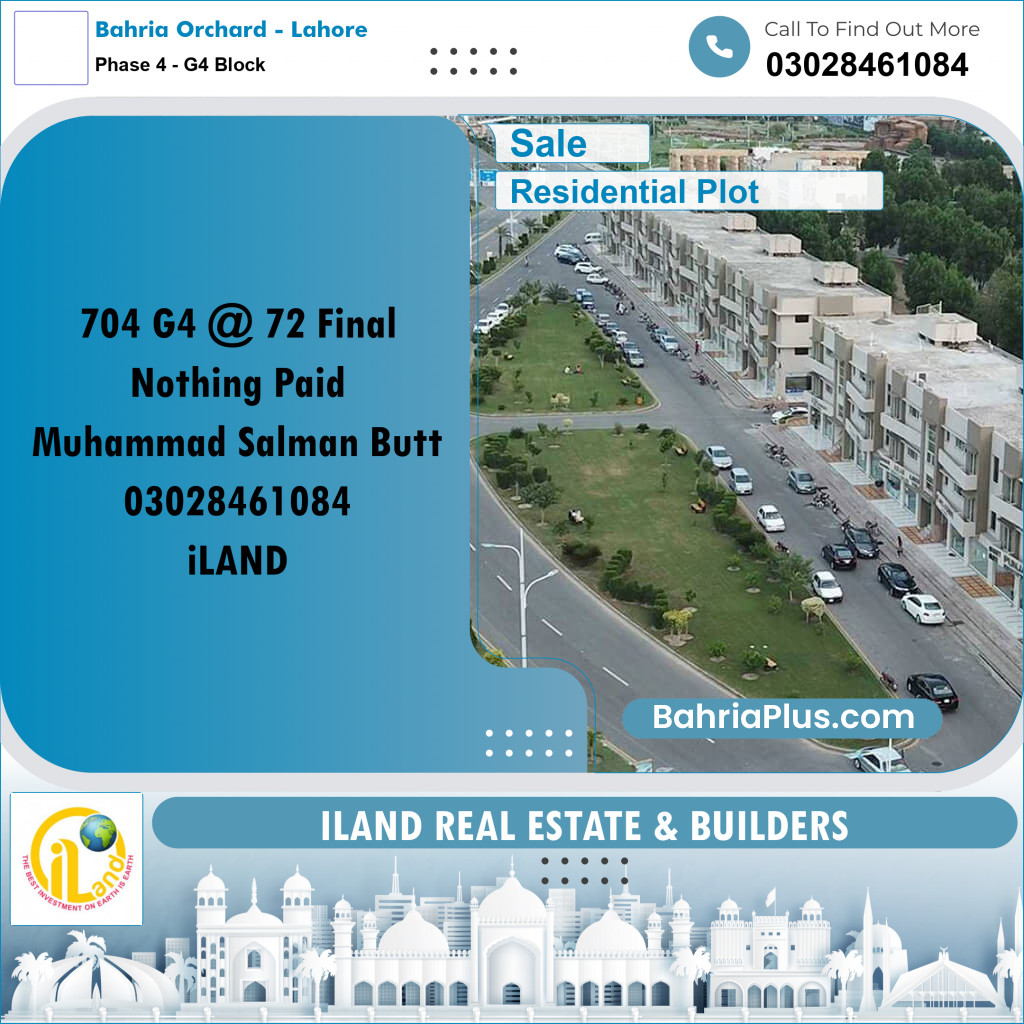 10 Marla Residential Plot for Sale in Phase 4 - G4 Block -  Bahria Orchard, Lahore - (BP-298154)