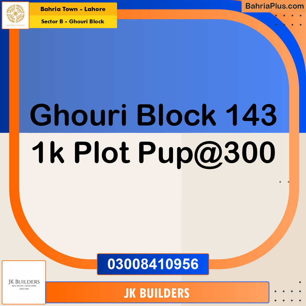 1 Kanal Residential Plot for Sale in Sector B - Ghouri Block -  Bahria Town, Lahore - (BP-298194)