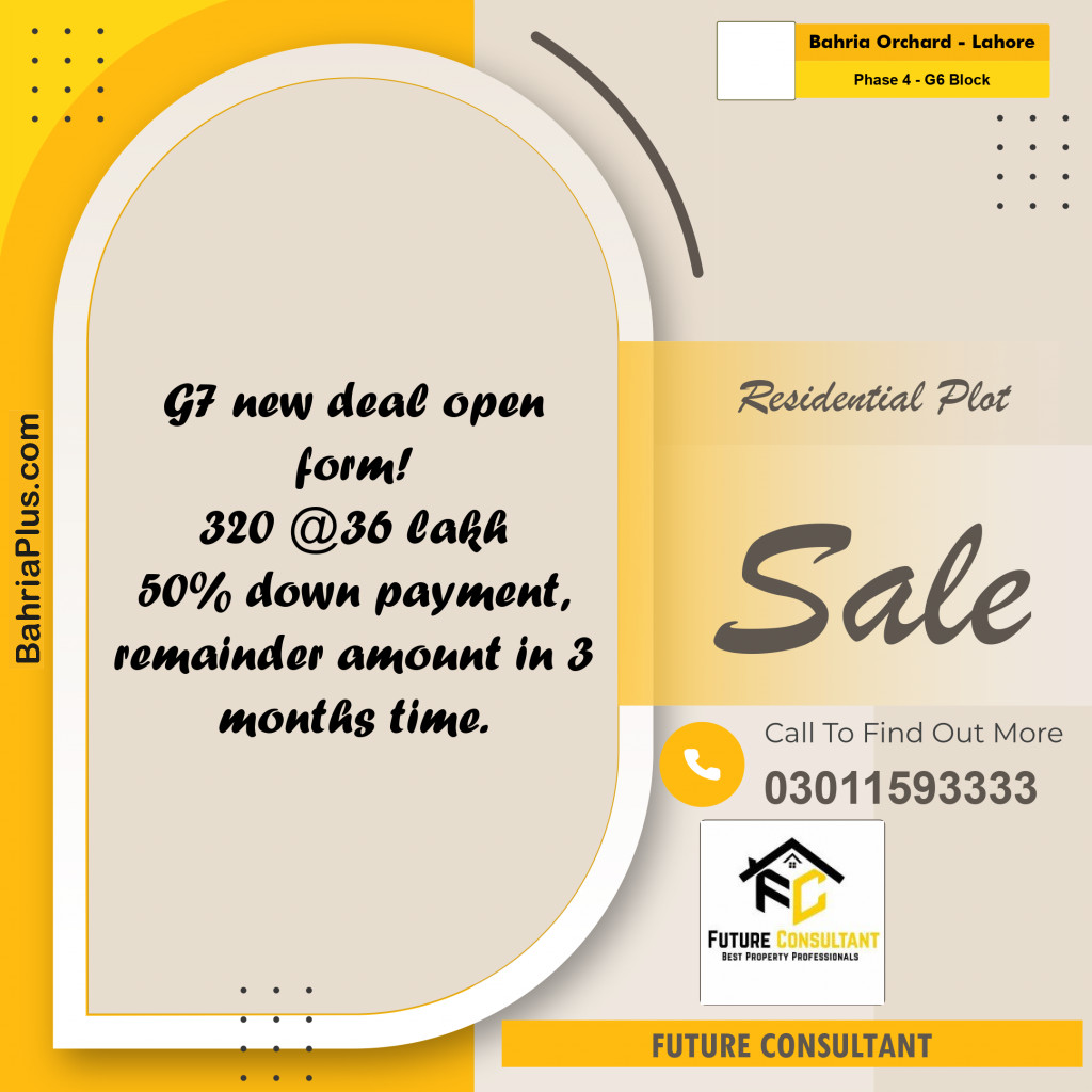 5 Marla Residential Plot for Sale in Phase 4 - G6 Block -  Bahria Orchard, Lahore - (BP-298208)