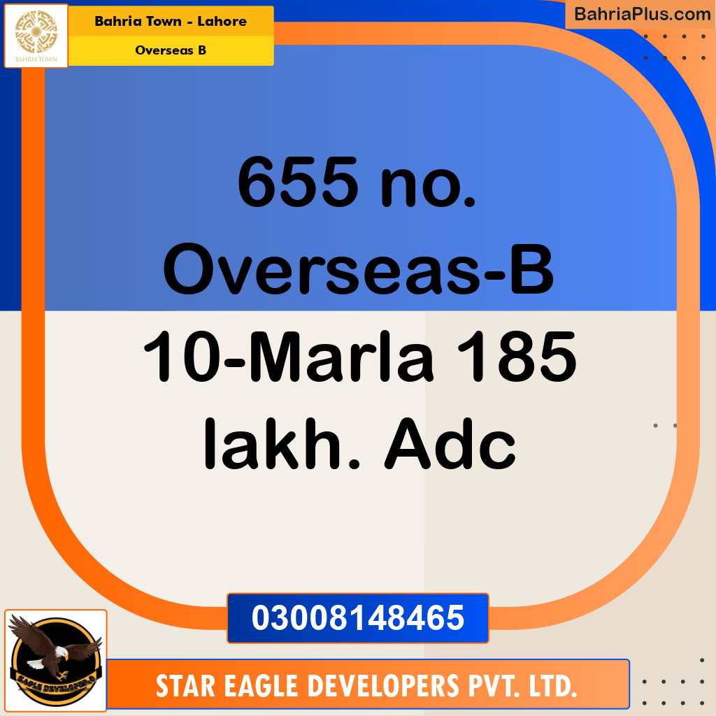 10 Marla Residential Plot for Sale in Overseas B -  Bahria Town, Lahore - (BP-298218)