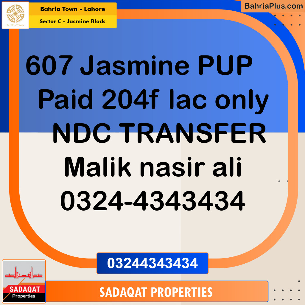 10 Marla Residential Plot for Sale in Sector C - Jasmine Block -  Bahria Town, Lahore - (BP-298285)