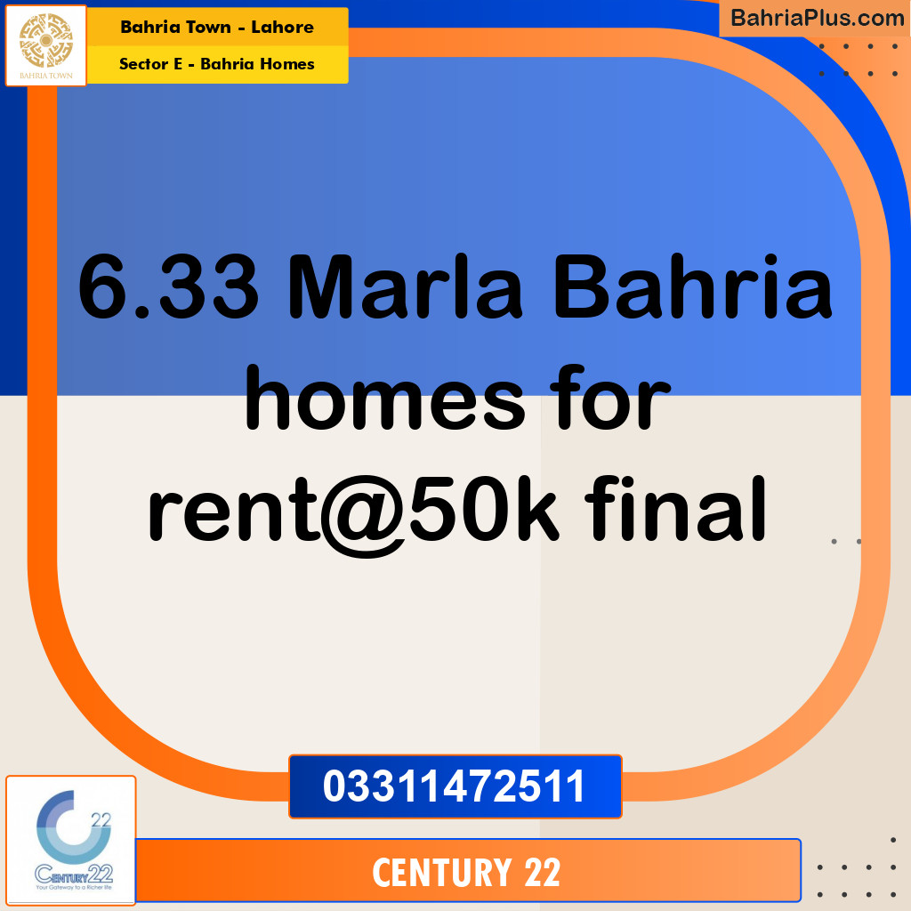 6 Marla Residential House for Rent in Sector E - Bahria Homes -  Bahria Town, Lahore - (BP-298320)