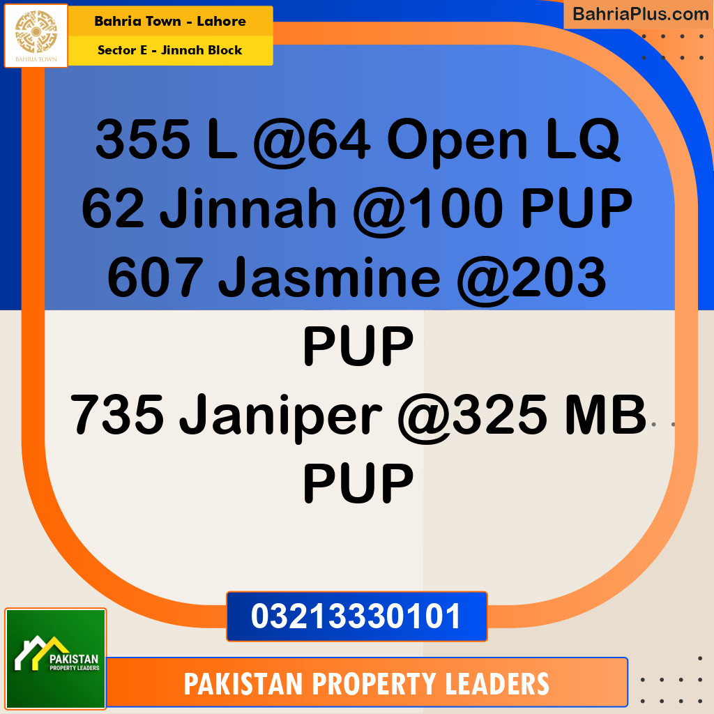 5 Marla Residential Plot for Sale in Sector E - Jinnah Block -  Bahria Town, Lahore - (BP-298332)