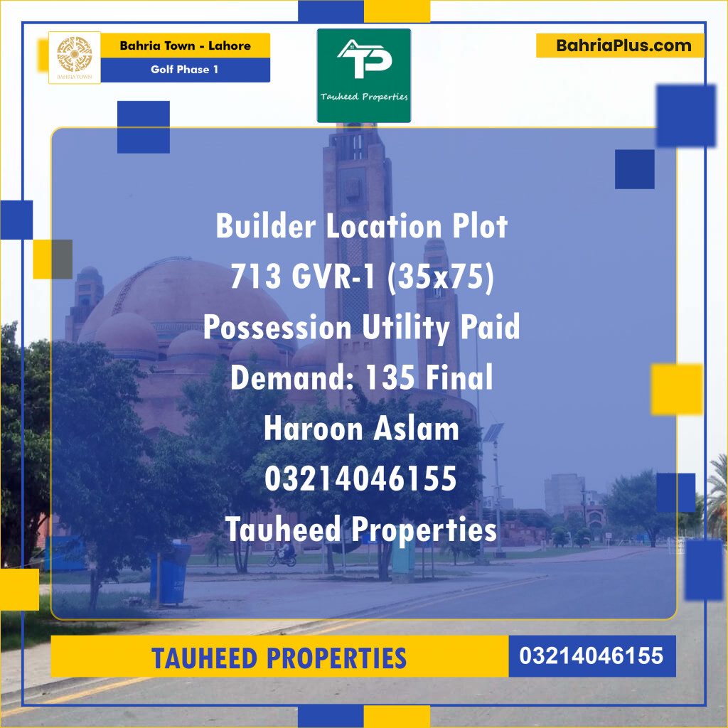 11 Marla Residential Plot for Sale in Golf Phase 1 -  Bahria Town, Lahore - (BP-298336)