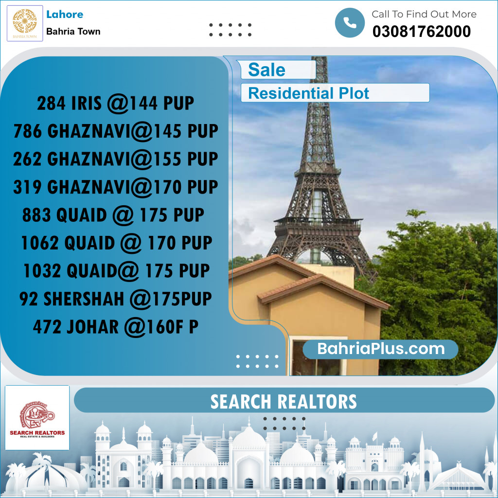 10 Marla Residential Plot for Sale in Bahria Town, Lahore - (BP-298398)