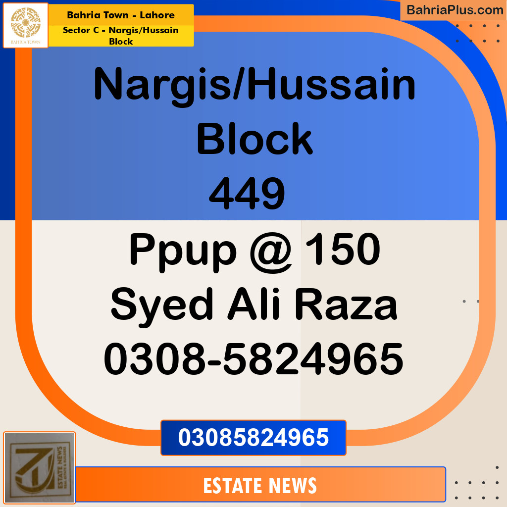 10 Marla Residential Plot for Sale in Sector C - Nargis/Hussain Block -  Bahria Town, Lahore - (BP-298429)