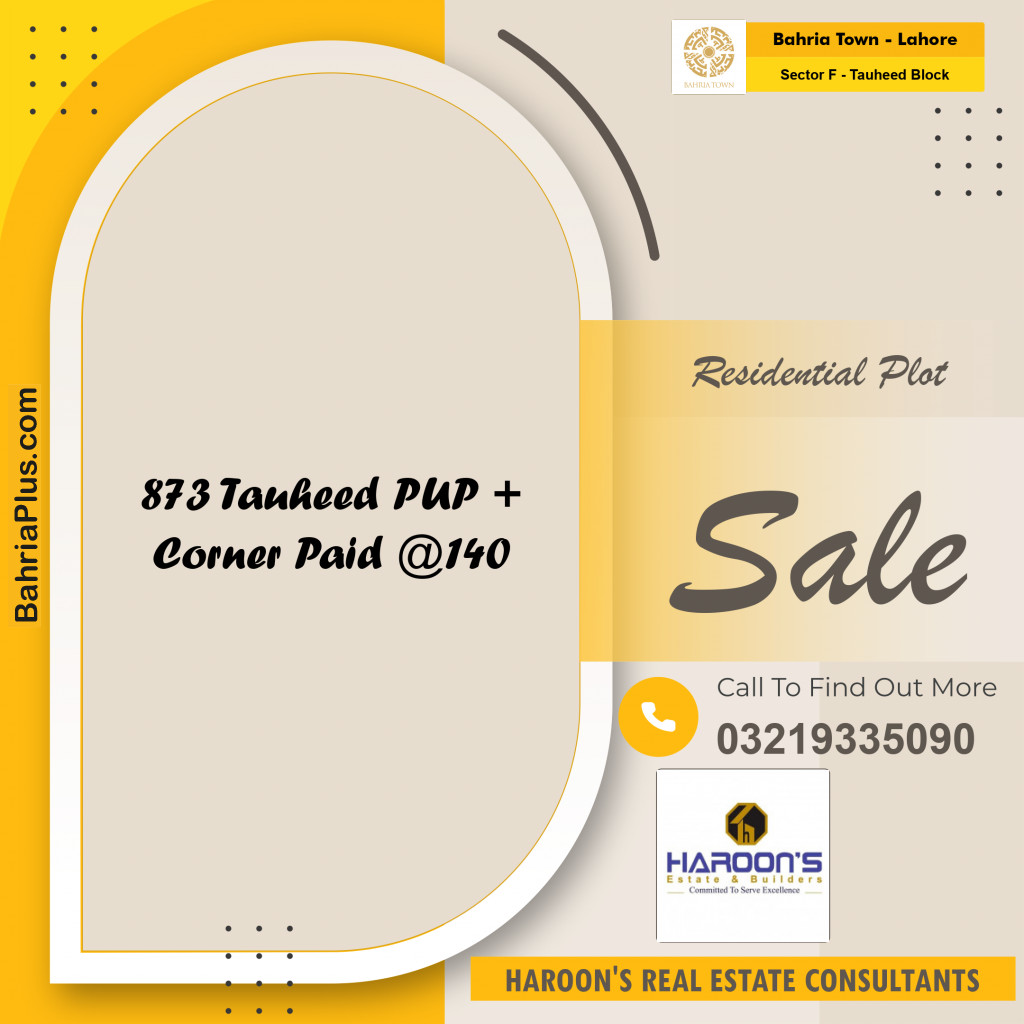 10 Marla Residential Plot for Sale in Sector F - Tauheed Block -  Bahria Town, Lahore - (BP-298432)