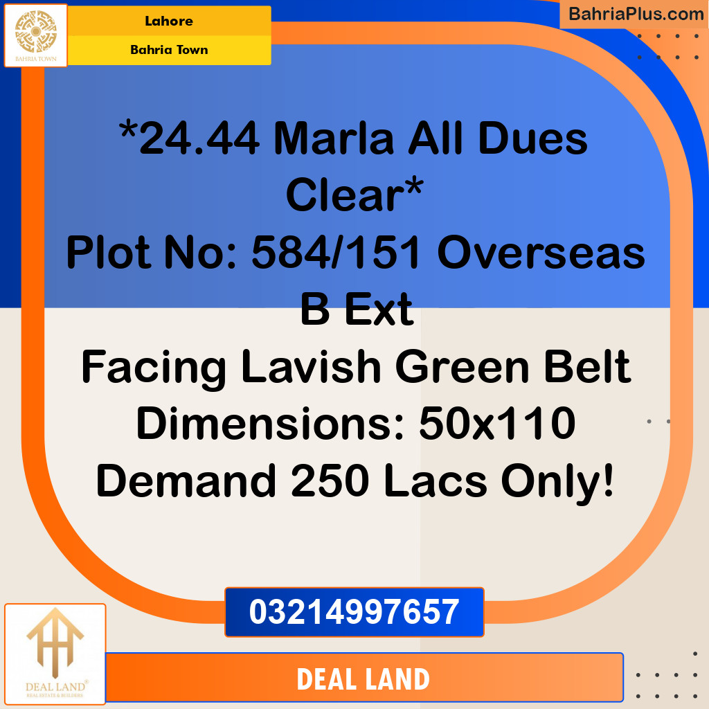 Residential Plot for Sale in Bahria Town, Lahore - (BP-298438)